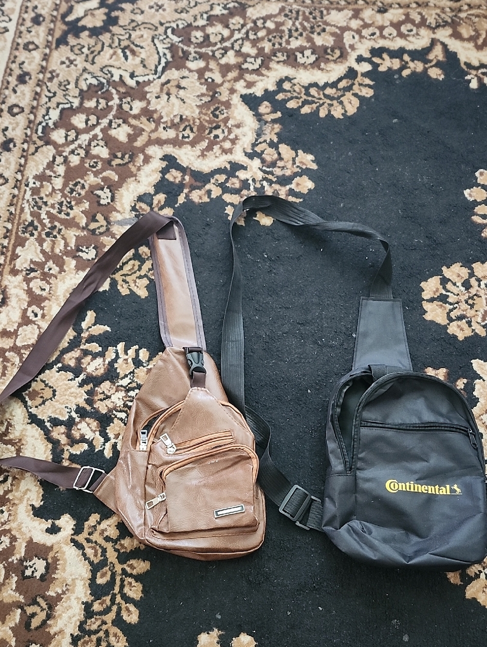 BUNDLE! Brown Faux Leather Sling Bag & Black Continental Crossbody